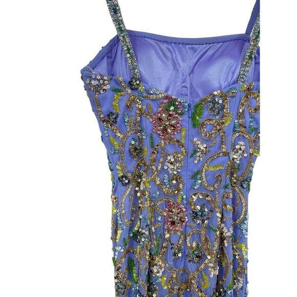 Sherri Hill Purple Fully Beaded Gown Dress Prom Pageant Womens Size 0 - Picture 14 of 16